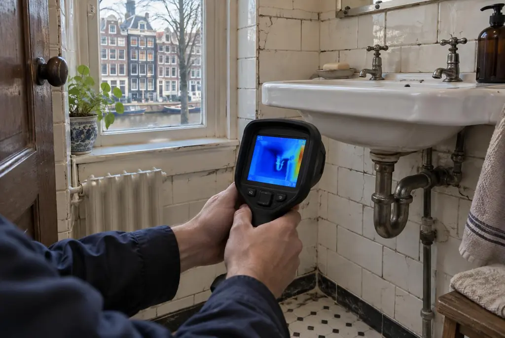 Lekdetectie Kamerik – badkamer met oude leidingen achter de tegels