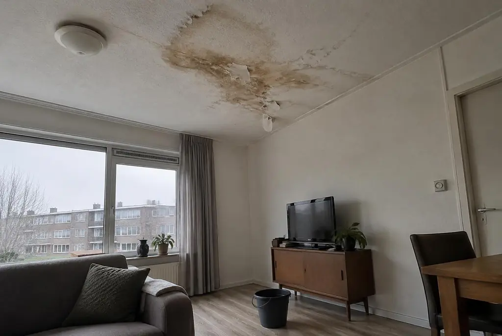 Lekdetectie Kamerik – vochtplek op het plafond onder een badkamer